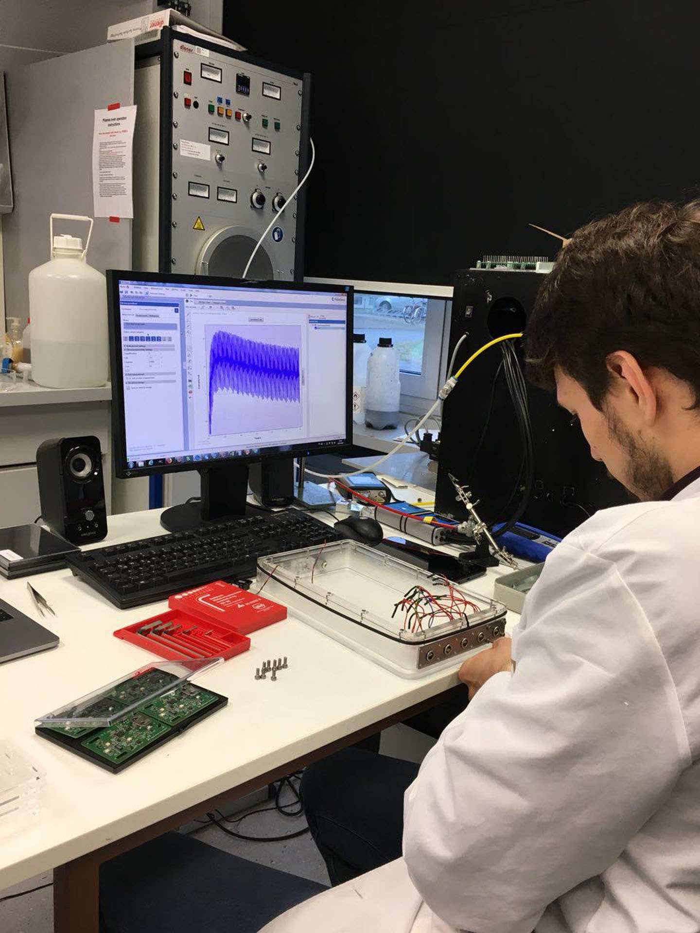 Me working in the lab on the startup